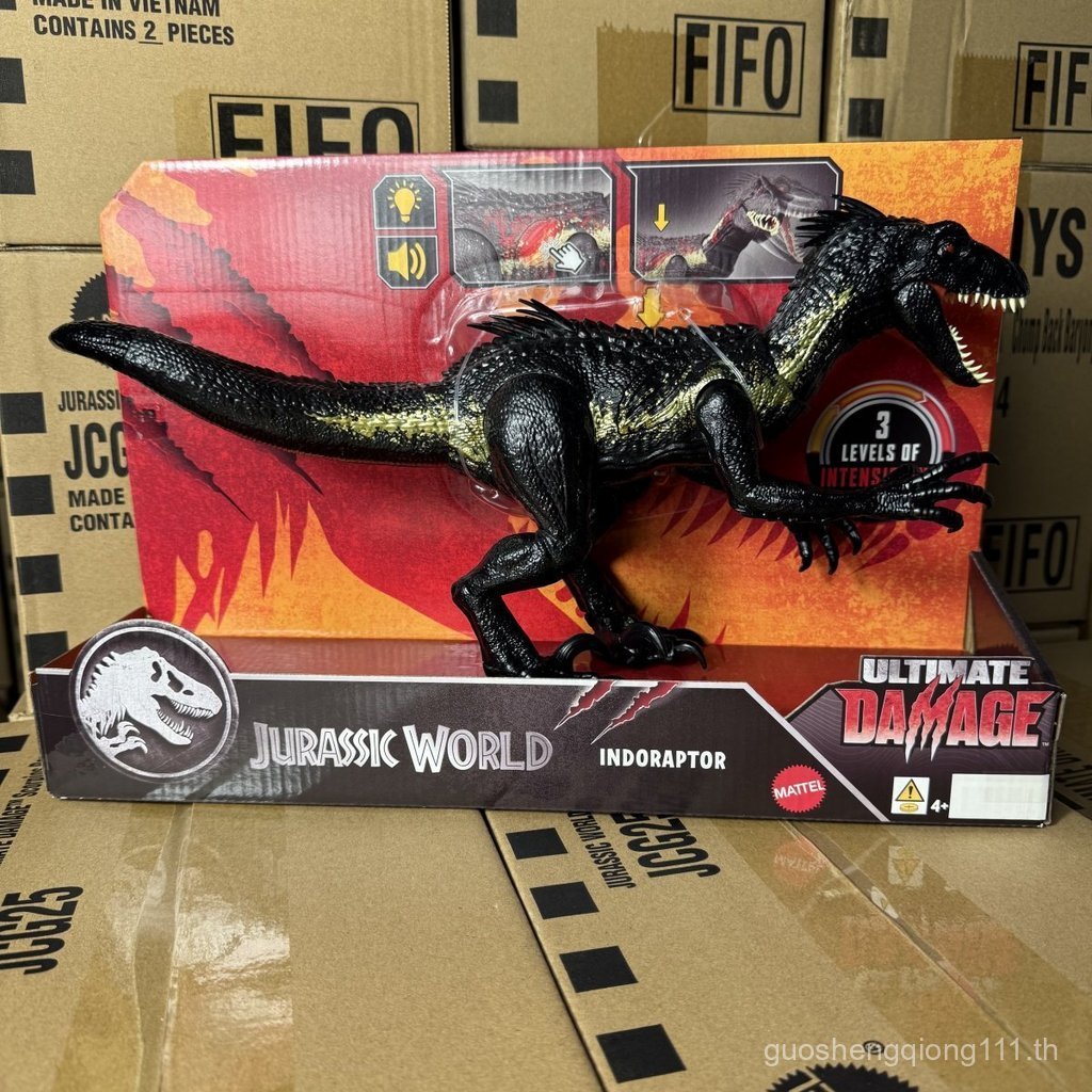 พร้อมสต็อก Mattel Jurassic World Sound Light Attack Battle Damage Tyrannosaurus Velociraptor ไดโนเสา