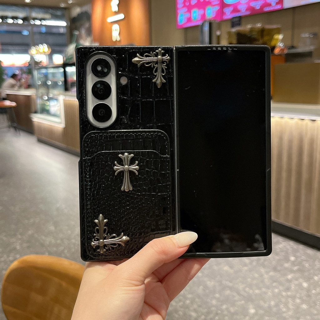 เหมาะสําหรับ Samsung Galaxy Z FOLD 7 6 5 4 3 5G เคสโทรศัพท์ลายหัวใจแฟชั่น Kroos, Samsung Galaxy Z พับได้ 7 5G เคสหนังระดับไฮเอนด์