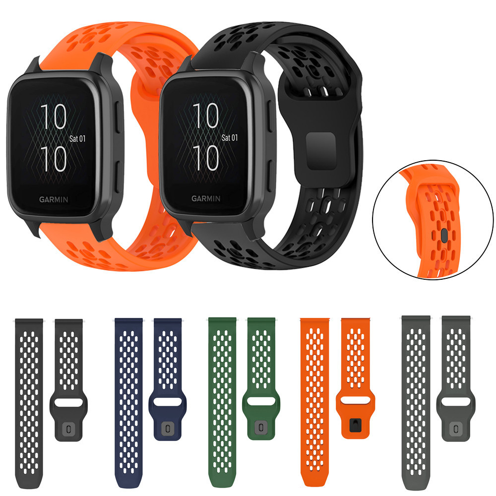 18 มม.20 มม.22 มม.สายคล้องคอซิลิโคนกีฬา Breathable Hole นาฬิกาสําหรับ Garmin Venu Sq 2 Venu 2 Plus Venu 2 2S 3 3S 4 ผู้ชายผู้หญิงสร้อยข้อมือสายรัดข้อมือ