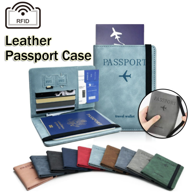 RFID Leather Passport Holder Travel Passport Cover RFID Leather Passport Protector พร้อมช่องใส่การ์ด