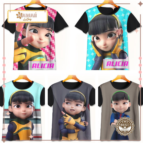 เสื้อยืด 3D Ejen Alicia เท่ๆ | เสื้อยืดลายการ์ตูน Ejen Alicia | เสื้อผ้า Ejen Alicia สําหรับเด็กอายุ