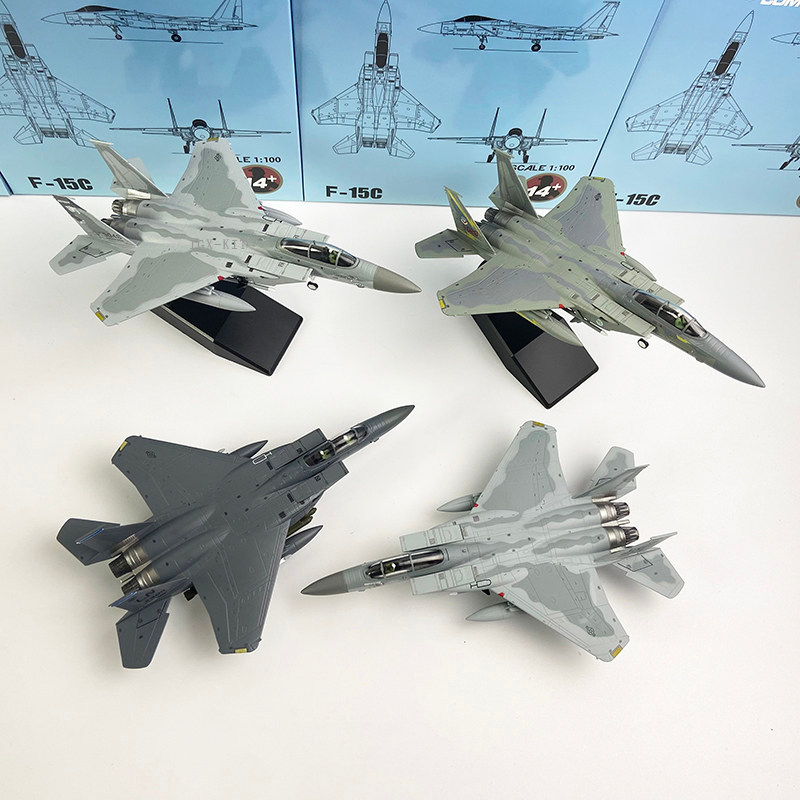 1/100 US Army F-15C Strike Fighter F15 Eagle Shark ภาพวาดจําลองผลิตภัณฑ์สําเร็จรูปโลหะผสมเครื่องบินร