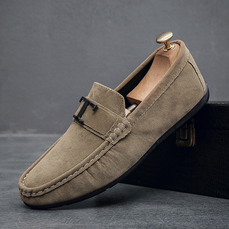 รองเท้าผู้ชาย Peas รองเท้า 2024 สไตล์อังกฤษแนวโน้มแฟชั่น Slip-On Slip-On Slip-On Slip-On รองเท้าลําล