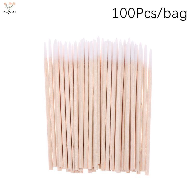 [pes] 100 ชิ้นทิ้งสําลีขนาดเล็กพิเศษผ้าสําลีฟรีแปรงไมโครไม้สําลีสําลีต่อขนตากาวถอดเครื่องมือ [VN]