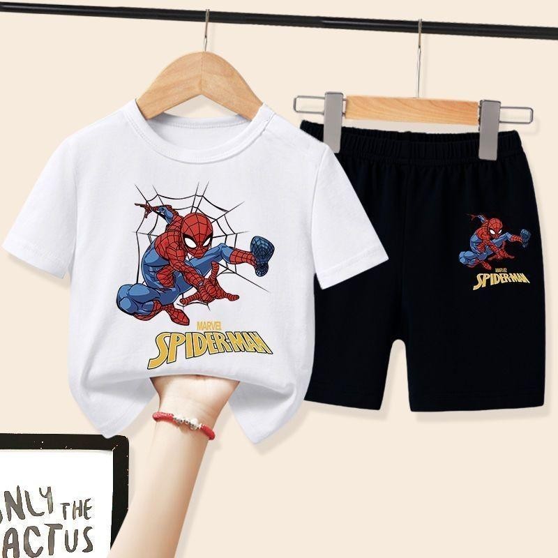 【จัดส่งไทย】BOB ชุดเด็กชาย สไปเดอร์แมน มาร์เวล ชุดแขนสั้น เสื้อ+กางเกง เซ็ต 2 ชิ้น ชุดเด็ก เด็กชาย ชุดสองชิ้น แขนสั้น