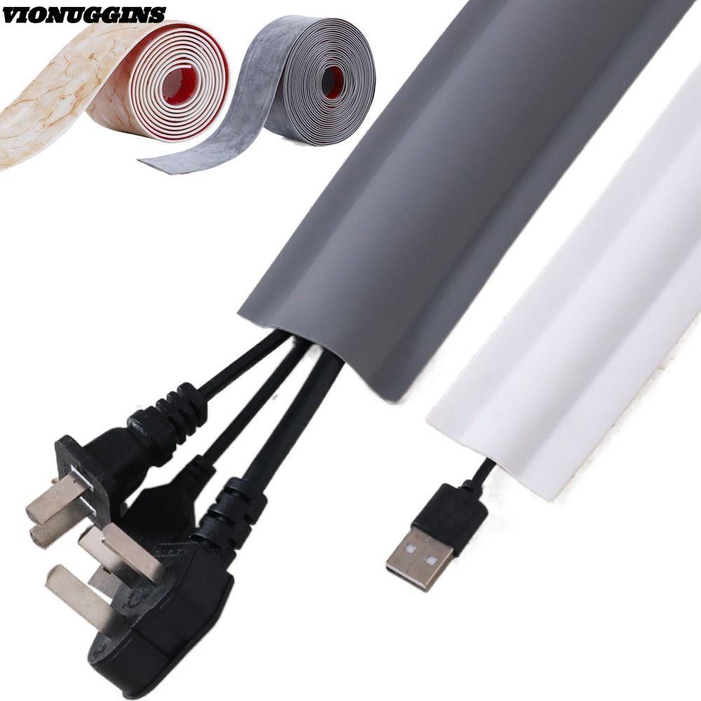 VIONUGGINS สายคอนซีลเลอร์,ตกแต่ง DIY PVC TV สายไฟ,สีกันน้ํา Self-Adhesive ไฟฟ้าลวดสล็อต Home Office