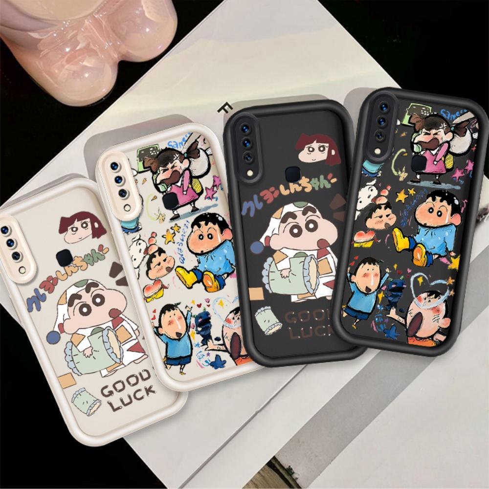 ปลอกคู่โทรศัพท์สําหรับ VIIVO Y17 Y15 Y12 Y12i Y11 2019 น่ารักการ์ตูนซิลิโคน Crayon Shin-chan กันกระแ