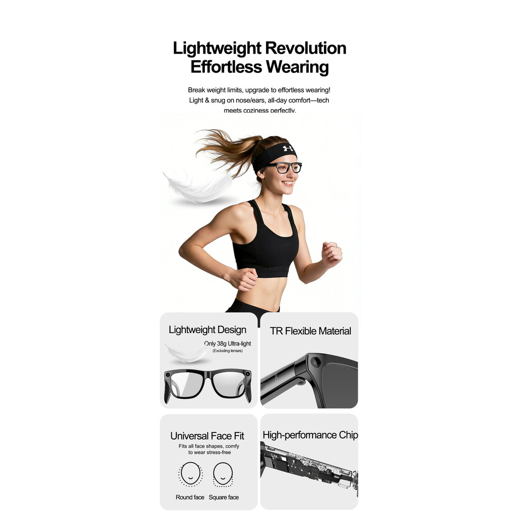 2026 ใหม่แว่นตาสมาร์ทเสียง/สัมผัสเปลี่ยนสีแว่นตา AI 800ว ความละเอียดสูง กล้อง AI เสียงตื่นรับภาพสมาร์ทแปลแว่นตา - รูปที่ 7