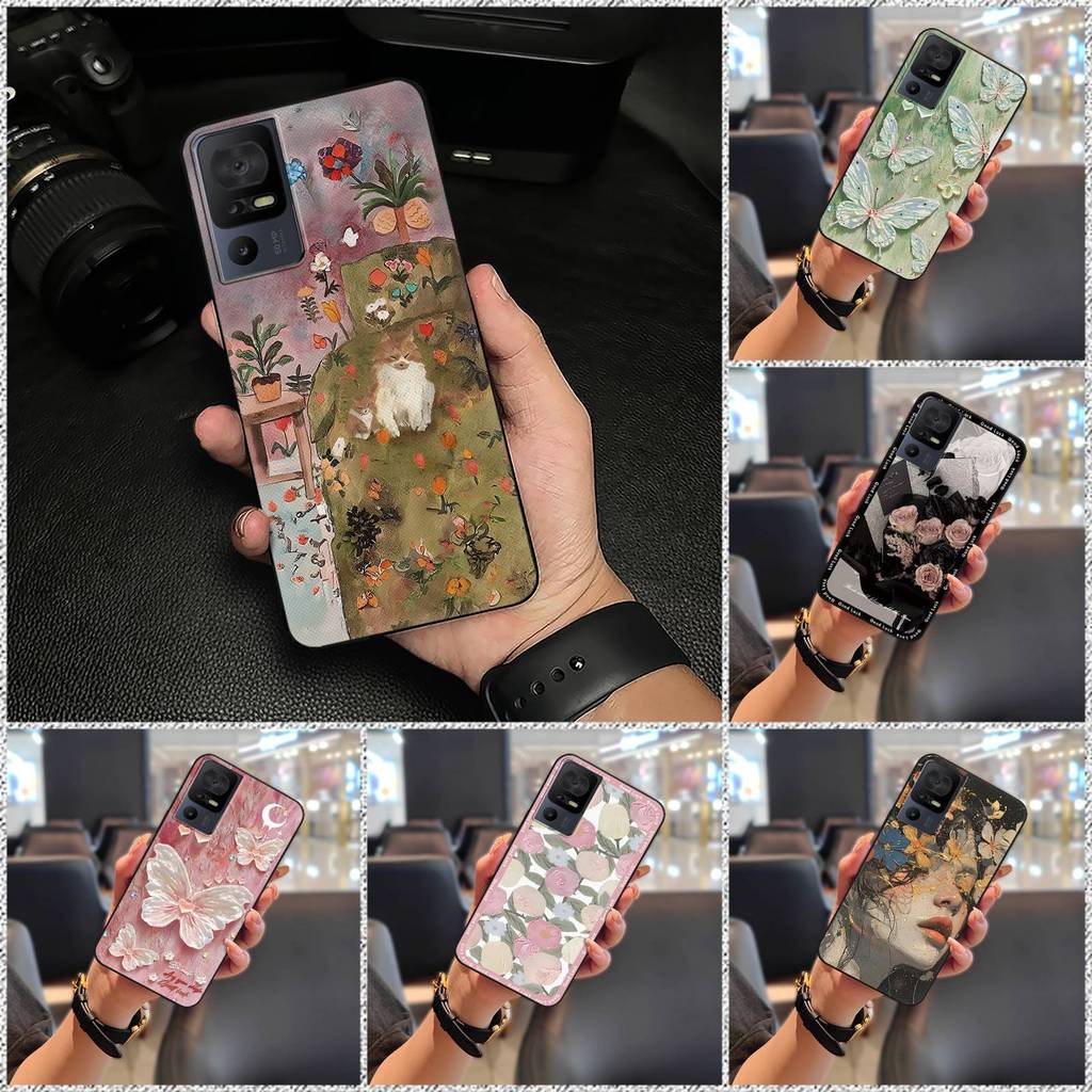 Dirt-proof ฝาหลังเคสโทรศัพท์สําหรับ TCL 40SE/T610K การ์ตูนซิลิโคนทนทาน TPU กันกระแทกป้องกันฝุ่นกันน้ํากระเป๋าโทรศัพท์นุ่มดอกไม้ Graffiti น่ารักภาพวาดสีน้ํามัน