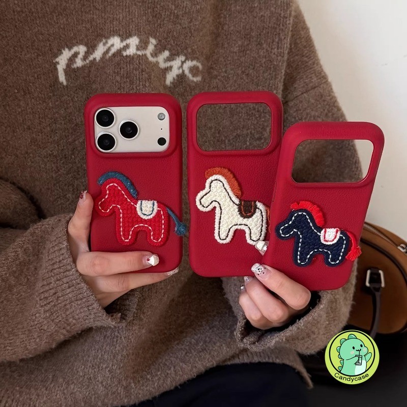 ปีใหม่ Pacing Pony เคสโทรศัพท์สําหรับ Vivo X300 X200 Pro Mini X100S X90S X80 X70T X60T Y53S Y11S Y7S Y5S 5G 4G น่ารักการ์ตูนม้า PU ปลอกหนัง