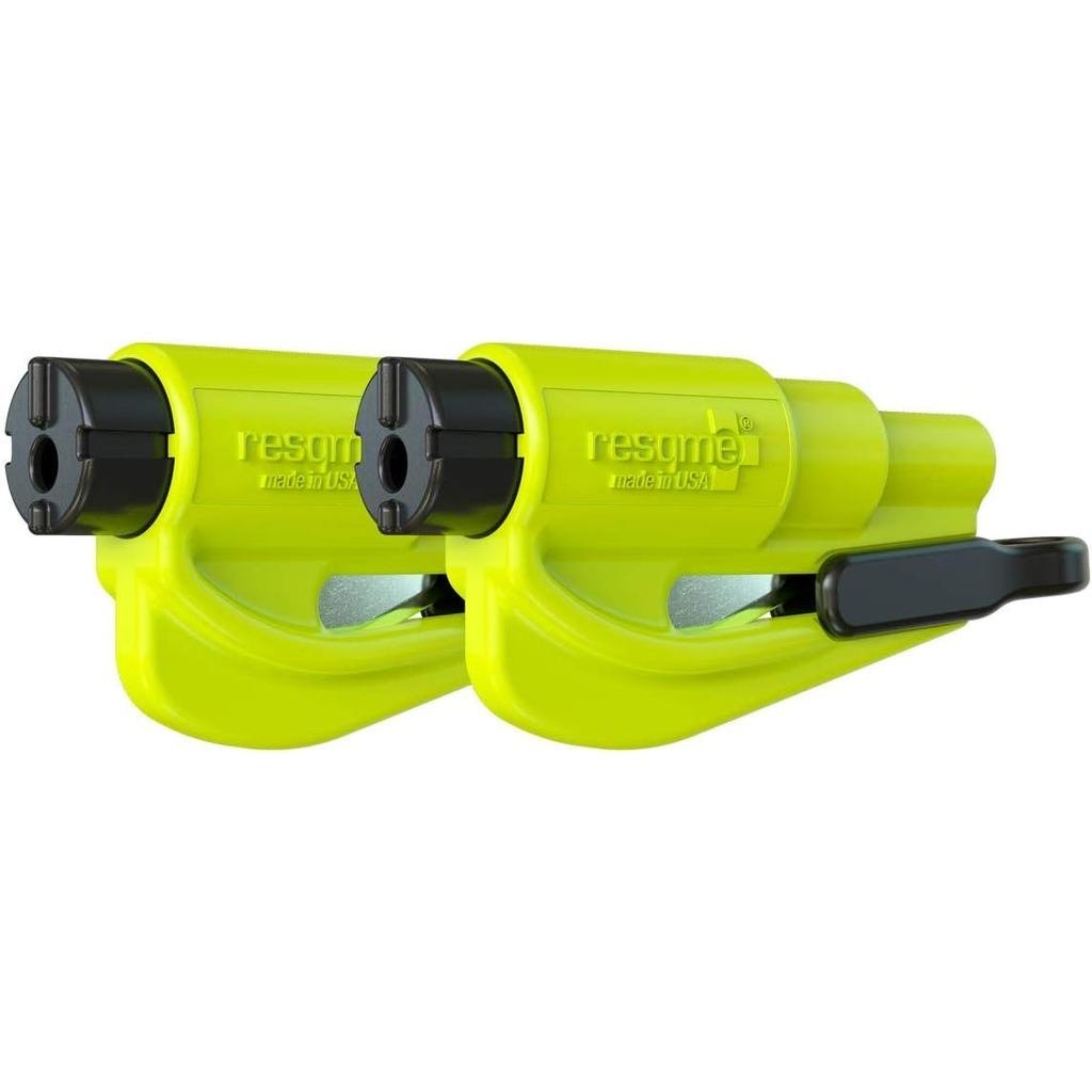 Resqme แพ็ค 2 ชิ้น, พวงกุญแจฉุกเฉินดั้งเดิมเครื่องมือหนีรถยนต์, เครื่องตัดเข็มขัดนิรภัย 2-in-1 และเบ