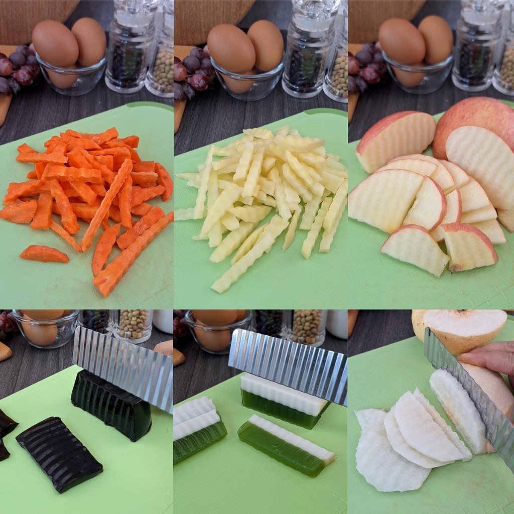 มีดหั่นแบบหยัก ด้ามดำ ใบมีด5.5นิ้ว มีดหยักสแตนเลส มีดหั่นมันฝรั่ง สำหรับหั่นผักและผลไม้ มีดหั่นเฟรนฟราย - รูปที่ 7