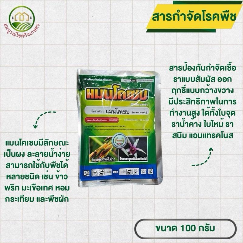 แมนโคเซบ 100 กรัม ตราหวีทอง แมนโคเซบ ยาเชื้อรา ยาป้องกันเมล็ดด่าง ป้องกันราน้ำค้าง ราสนิม กาบใบแห้ง