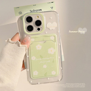 ฤดูร้อน Daisy ดอกไม้กรณี TPU ใสสําหรับ iPhone 17 11 13 14 15 16 12 PRO MAX 17 PRO MAX สด Ins สไตล์ฝาครอบโทรศัพท์ในตัวช่องใส่การ์ดเงียบกําลังรอสําหรับดอกไม้ Talk