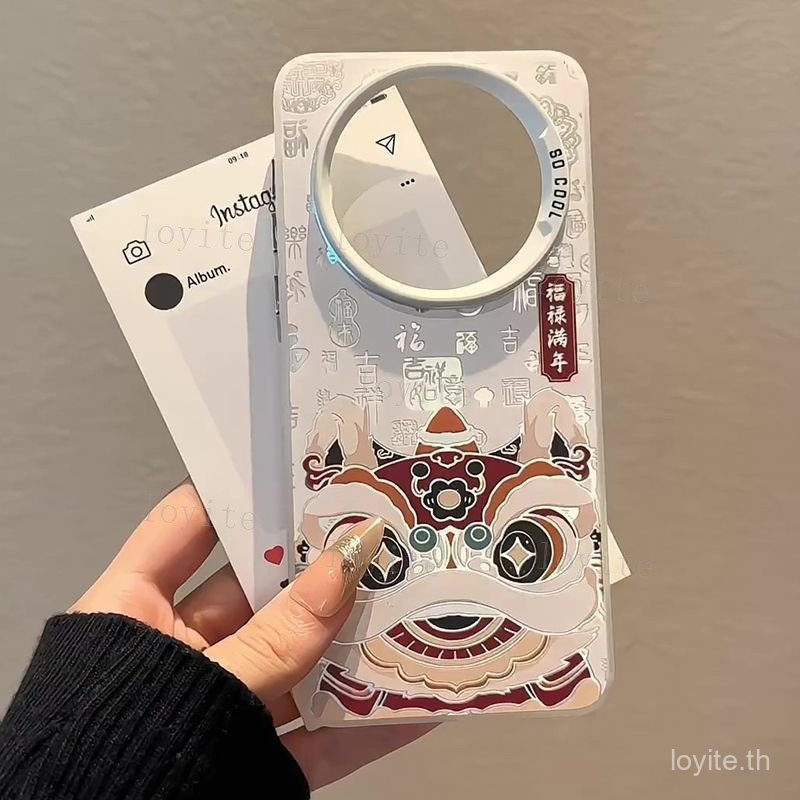 Minimalist อะคริลิคสําหรับ VIVO X200 X300 Pro X100 Ultra X100S X200S เคสโทรศัพท์ร้อยพรหัวสิงโตรูปแบบบางเฉียบปกหลัง