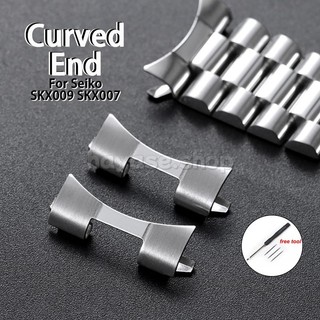 2pcs 12-24 มม.ปลายโค้งสําหรับ Seiko SKX009 SKX007 สแตนเลสขัด Matte Arc End สําหรับสายนาฬิกาโลหะ Link Adapter อุปกรณ์เสริม