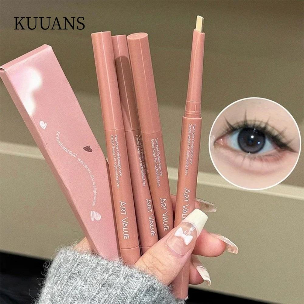 KUUANS Sleeping Silkworms Stick, 2-in-1 Ombre Eyeshadow Stick, Lower Lash Line Ultra-Thin 2 Color-Bl