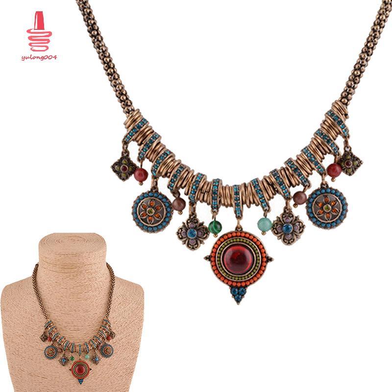 [trysingoin] ใหม่ยิปซีชาติพันธุ์ชนเผ่า Boho Chain Bid สร้อยคอ sel จี้ Fringe VN