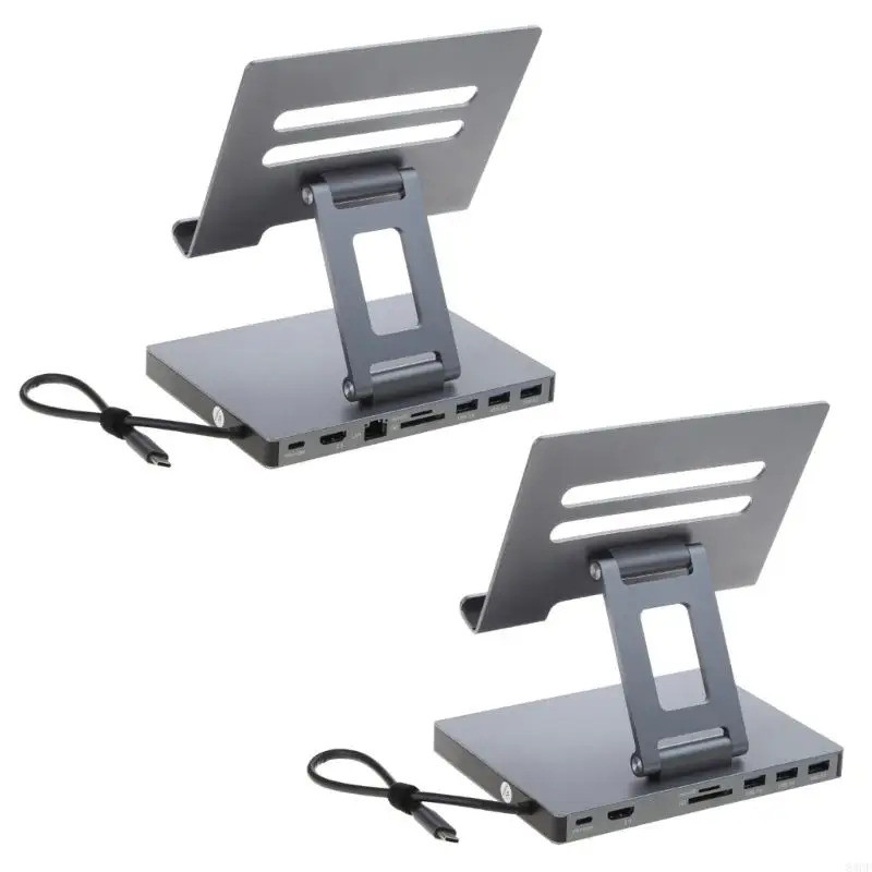 อลูมิเนียม Type C Docking Station ขาตั้งแล็ปท็อป 8 In 1 /9 In 1 Fast Data Transfer 83cf