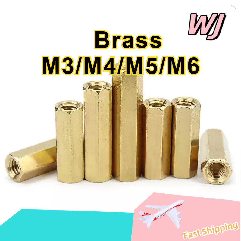 ข้อต่อสตัด หัวน็อต ตัวเมีย ยาวหกเหลี่ยมทองแดงคอลัมน์แยกคอลัม เกลียวมิล หยาบ / Hex Connector Coupling