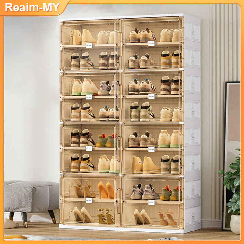 Almari Kasut Shoes Rack Rak kasut Bertingkat Kabinet Kasut Foldable Shoes Cabinet with Door 鞋柜
