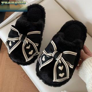 YUANG รองเท้าสลิปเปอร์ รองเท้าแตะใส่ในบ้าน ผ้าขนนุ่มใส่สบาย …