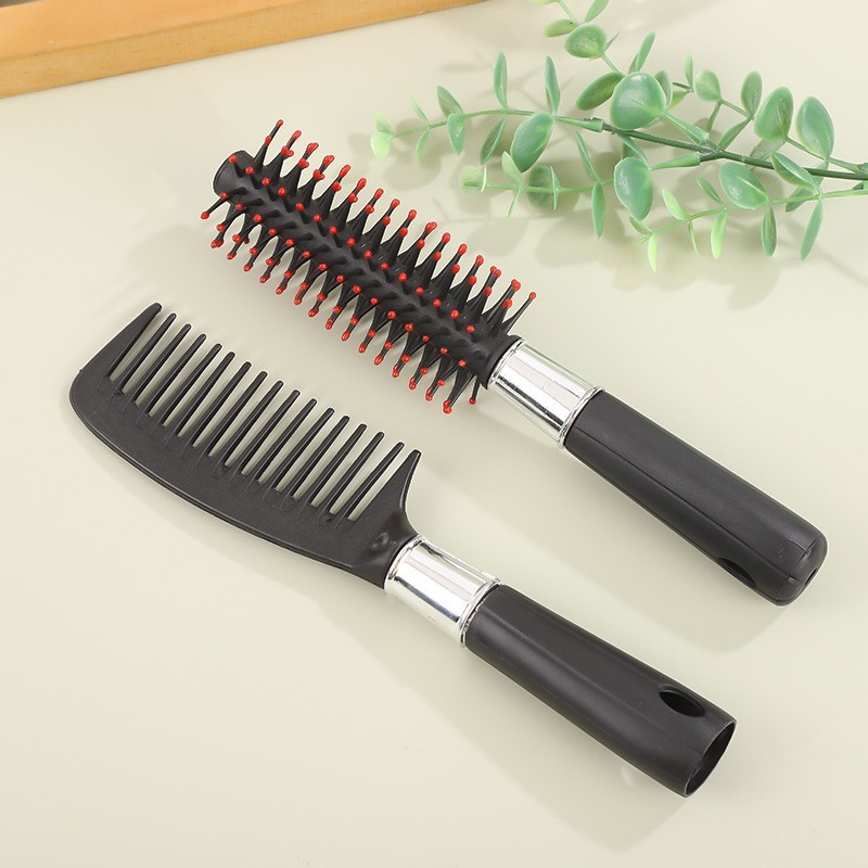 ชุดหวี 3 ชิ้นมืออาชีพ หวีนวดคาร์บอน หวีกลมม้วนผม หวีซี่ห่าง ดีไซน์ทันสมัยสีดำ-แดง-เงิน - รูปที่ 2