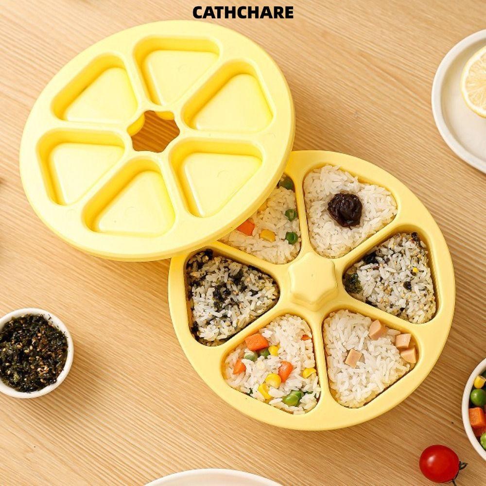 กล่องเครื่องทําซูชิ CATHCHARE294 แม่พิมพ์ Onigiri PP แบบไม่ติด รูปร่างที่สมบูรณ์แบบ 6 in 1 ครัวกดซูชิ