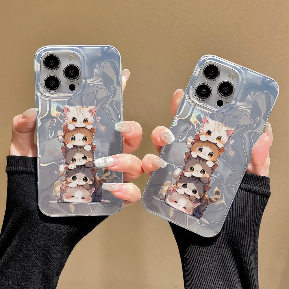 ✨จัดส่งในพื้นที่✨เคสโทรศัพท์ระลอกน้ำลูกแมวการ์ตูนน่ารักเหมาะสำหรับ iPhone16 15 14 13 11 6 7 8 plus Pro Promax ราคา ถูกที่สุด ดีลบีเคเค