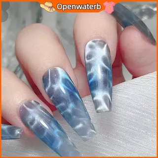 [KAN] เล็บรอบแม่เหล็กลูกปัดดอกไม้น้ําแข็ง Cats Eye Nail Art 10 ชิ้น FXH