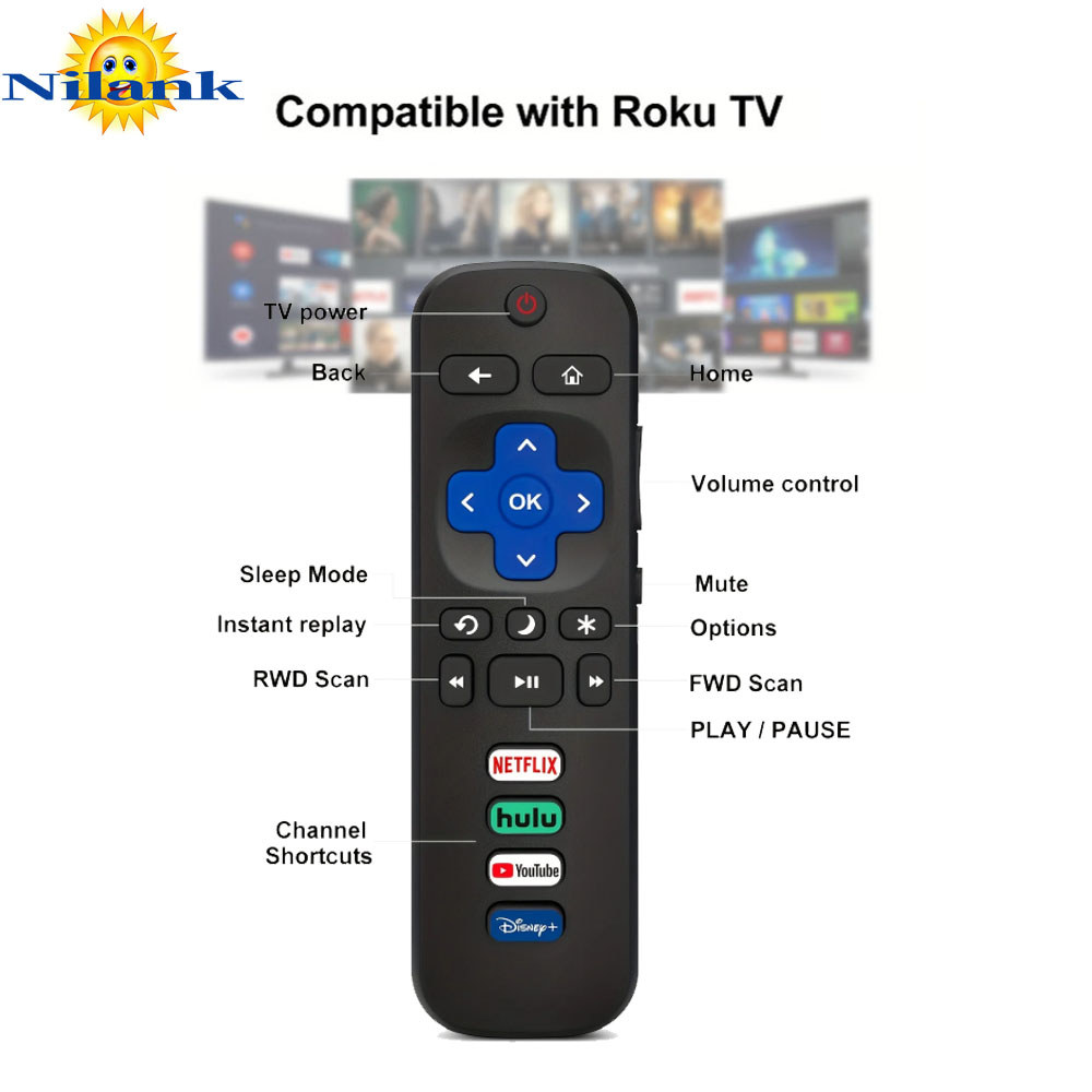 NiLANK ตัวใช้ได้กับ TCL Roku/Hisense Rok/Onn Roku/ Philips Roku Smart TV (ไม่สามารถใช้ได้กับ Roku St