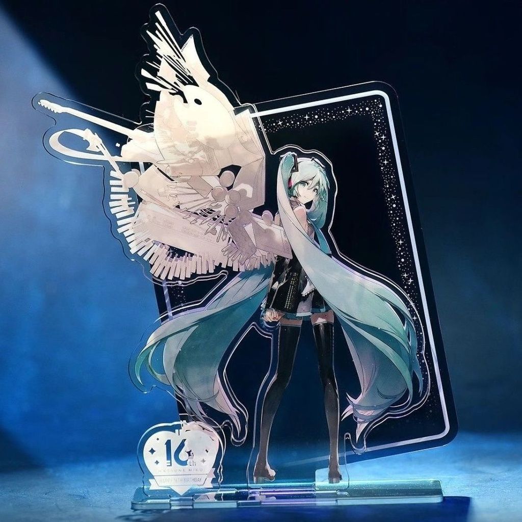 Hatsune Miku 16th Anniversary ขาตั้งอะคริลิค Fufu Mechanical Wings Standee Display อะนิเมะสินค้าคอลเลกชันตกแต่งโต๊ะ