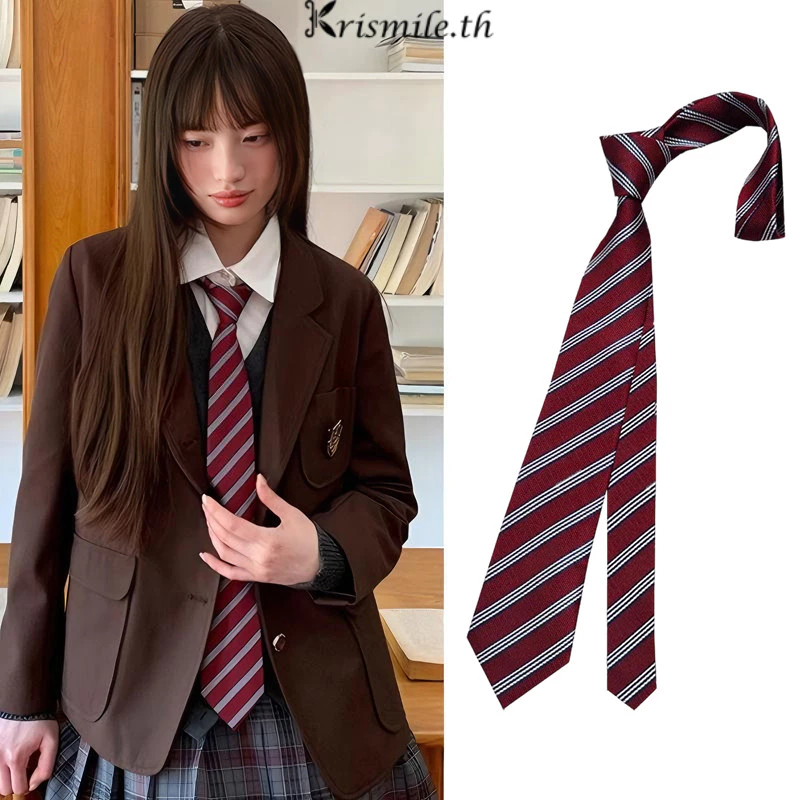 COD-ในไทย💖เนคไทลายทางสไตล์ Preppy สำหรับผู้ชายและผู้หญิง ผ้าพันคอคาดเอว เสื้อเชิ้ต ชุดยูนิฟอร์มอุปกรณ์ตกแต่งเสื้อผ้า