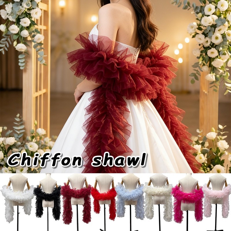 Tulle ผ้าคลุมไหล่เจ้าสาวพร้อมหางยาวงานแต่งงานชุดราตรีอุปกรณ์เสริม