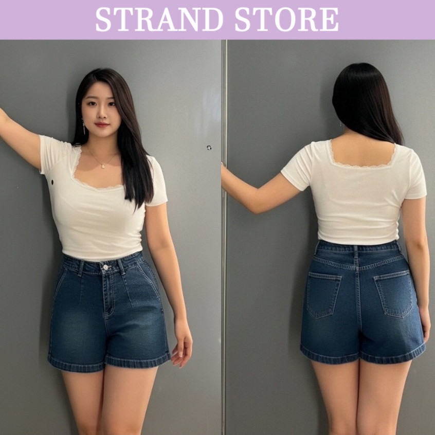 STRAND💜กางเกงยีนส์สั้น ผ้ายีนส์ยืด🌞ขนาด กางเกงยาว 16-18นิ้ว🌞S-5XL X6644