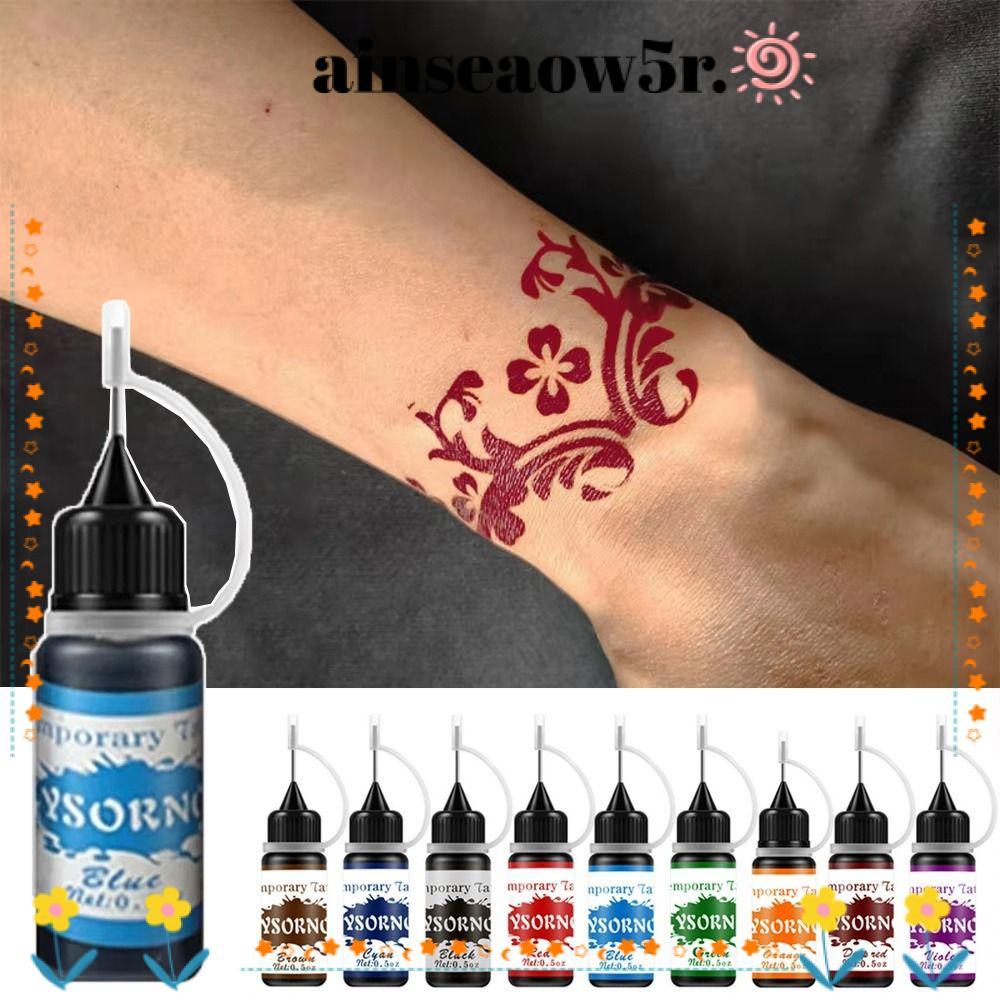 AENSEAOW5R กึ่งถาวรสีสักชั่วคราว 10ml สำหรับทำศิลปะบนผิว และเป็นของขวัญ DIY