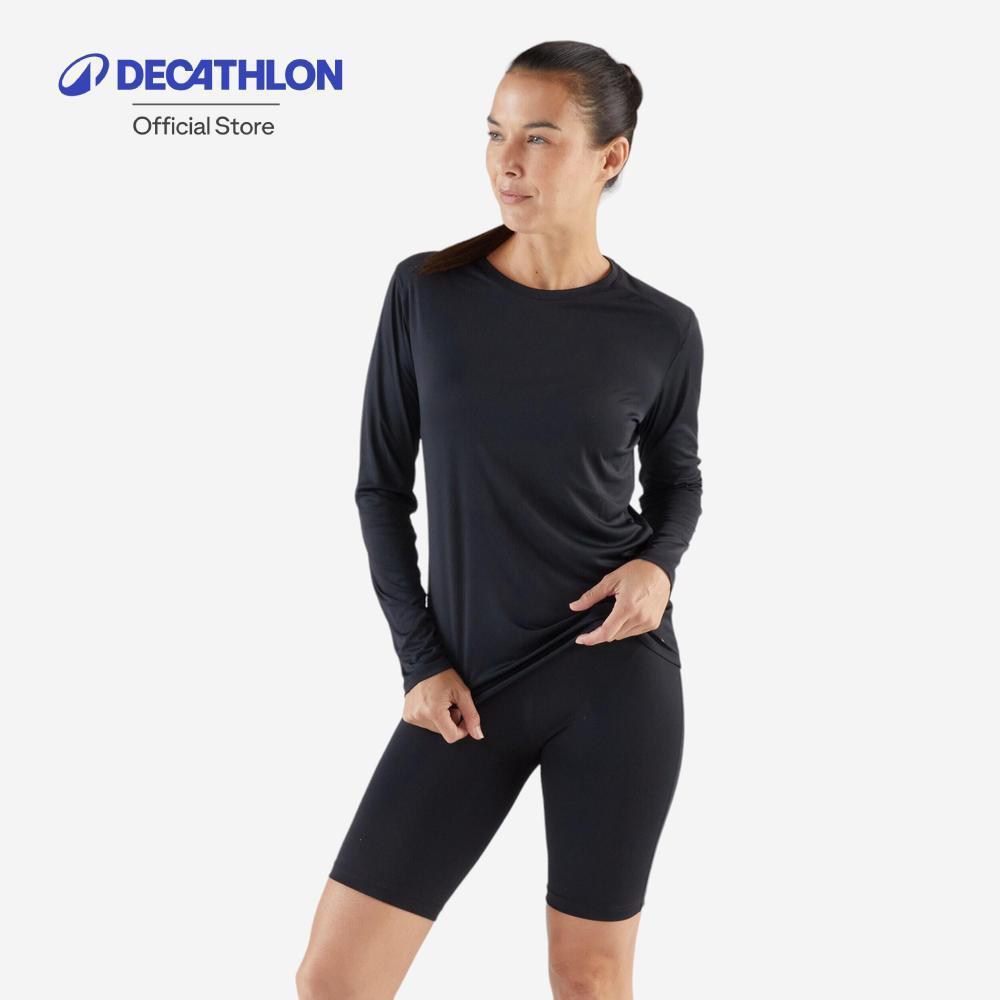 Decathlon Women'S Long-Sleeved Running T-Shirt Sun Protect เสื้อวิ่งผู้หญิงป้องกันแดดแขนยาว รุ่น Sun Protect - Black