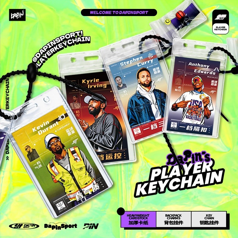 NBA Illustrated Star Cards Curry Irving Pendant Backpack Gift Ornament