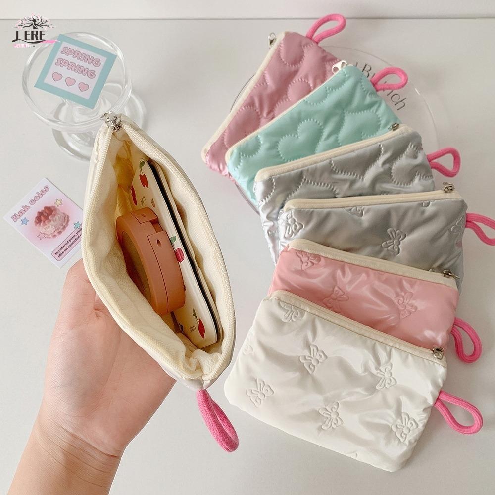 JEREMY1 Bow Cosmetic Bag, Bowknot Love Heart Korean Y2K Bow Stationery Bag, Sweet Wash Pouch Ins Sty