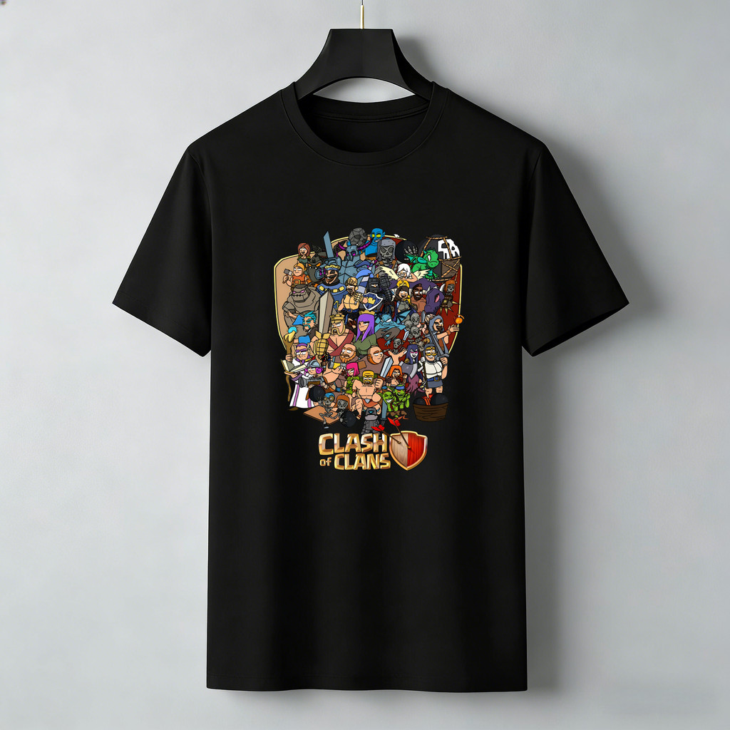 เสื้อยืดแขนสั้นพิมพ์ลายเกม Clash of Clans สไตล์ทันสมัย เหมาะสำหรับใส่ลำลอง