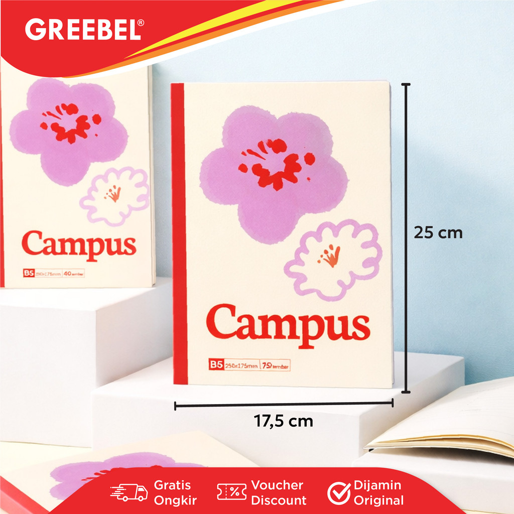 (1 เล่ม) สมุดบันทึกกรีซเบลวิทยาเขต 40 แผ่น (1 ชิ้น) หนังสือโรงเรียน B5 40-08 I สมุดโน๊ต Greebel