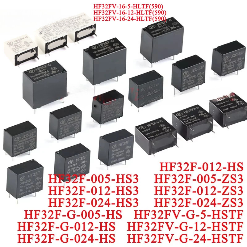 10pcs Power Relays HF32F HF32F-G HF32FV-G JZC-32F 005 012 -24 -5 HS HS3 ZS3 HSTF DC 5V 12V 24V 3A 5A