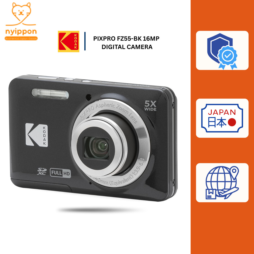 <Sale>KODAK Pixpro FZ55-BK 16MP Digital Camera 5x Zoom Wide 2.7" LCD Black