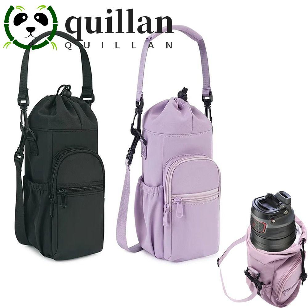 QUILLAN Thermos Bottle Holder, with Phone Pocket Insulated Water Bottle Bag, Portable Adjustable Strap Crossbody Protective Sleeve Vacuum Cup Carrier Cover Sports