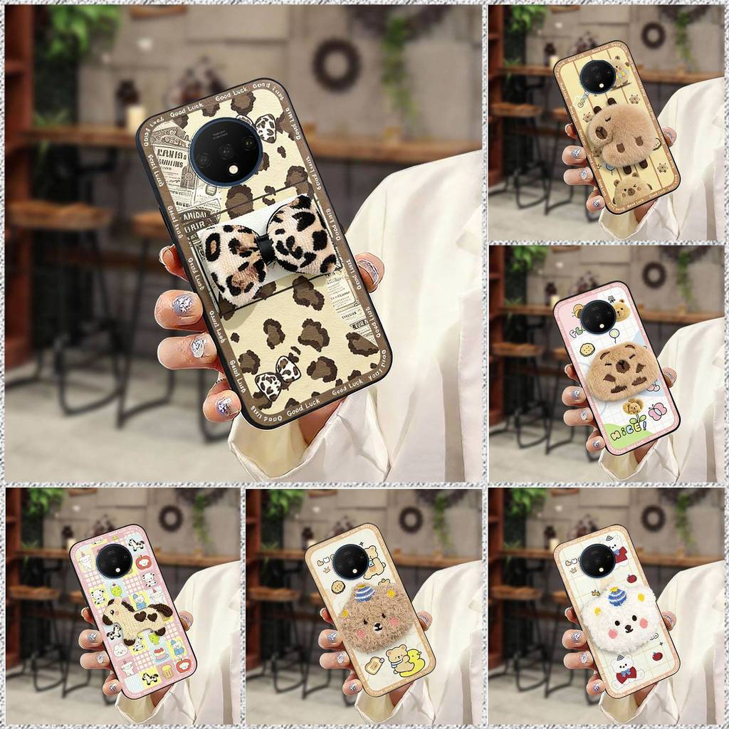 3D เย็บปักถักร้อยเคสโทรศัพท์สําหรับ One Plus 7T/1 + 7T ฝาครอบด้านหลังผ้า Patch ทนทานนุ่มกรณีแฟชั่นออ