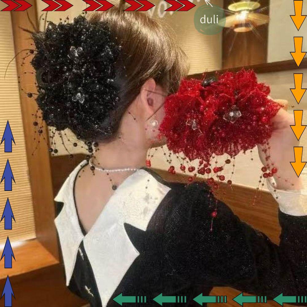 คลิปโลภ DUILIAN กรงเล็บผมพร้อมเลื่อม แบบดอกโบตั๋น สไตล์แฟชั่นสำหรับผู้หญิง