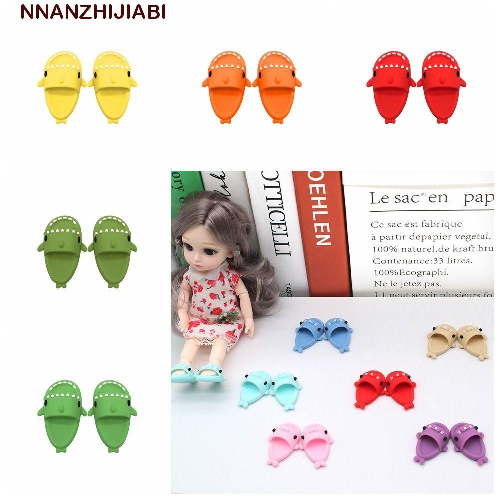 NANZHIJIABI Ob11 ตุ๊กตา Shark รองเท้าแตะ,รอบ Toe รองเท้าแตะ BJD12 ตุ๊กตารองเท้า, รองเท้ารูตกแต่งการ์