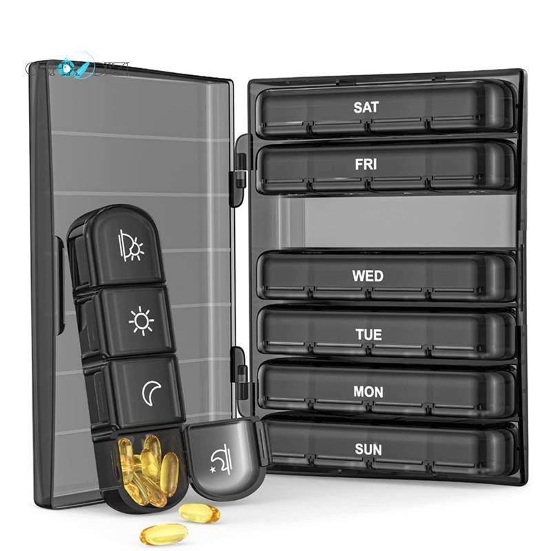 Gzhxdiizi1 Set Weekly Pill Organizer Light-Proof Pill Case 4-Times A Day, 7 Day Portable for Travel