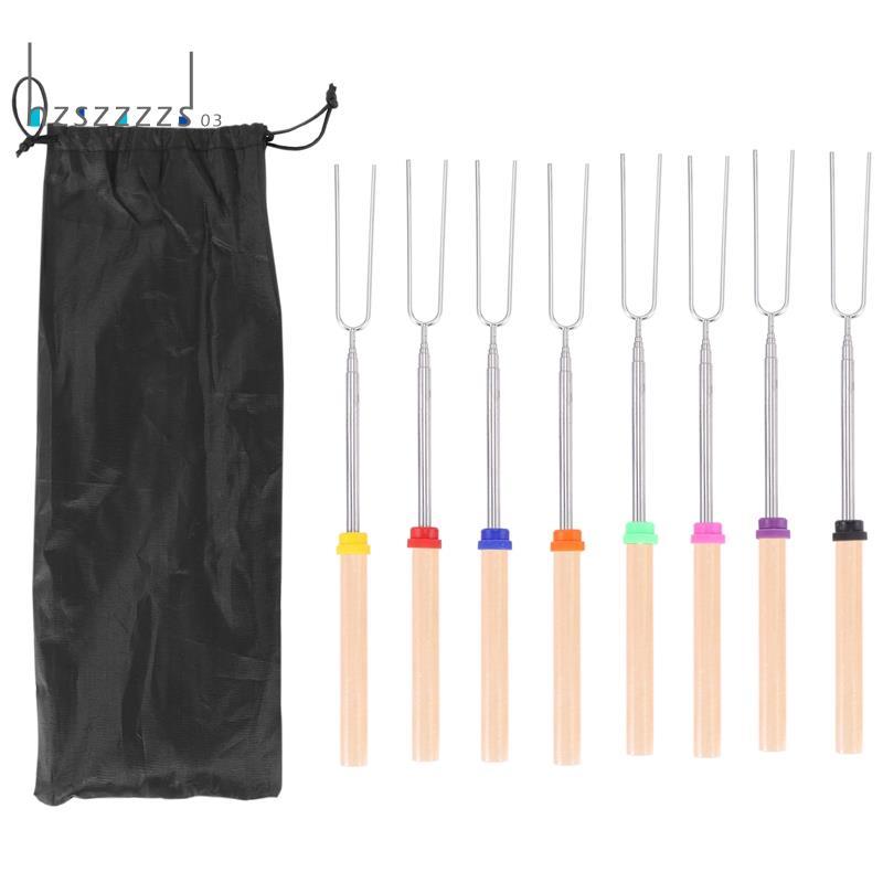 Marshmallow Roasting Sticks BBQ ส้อม Telescoping สําหรับไส้กรอกสุนัขร้อน Smores Skewers Fire Pit Cam