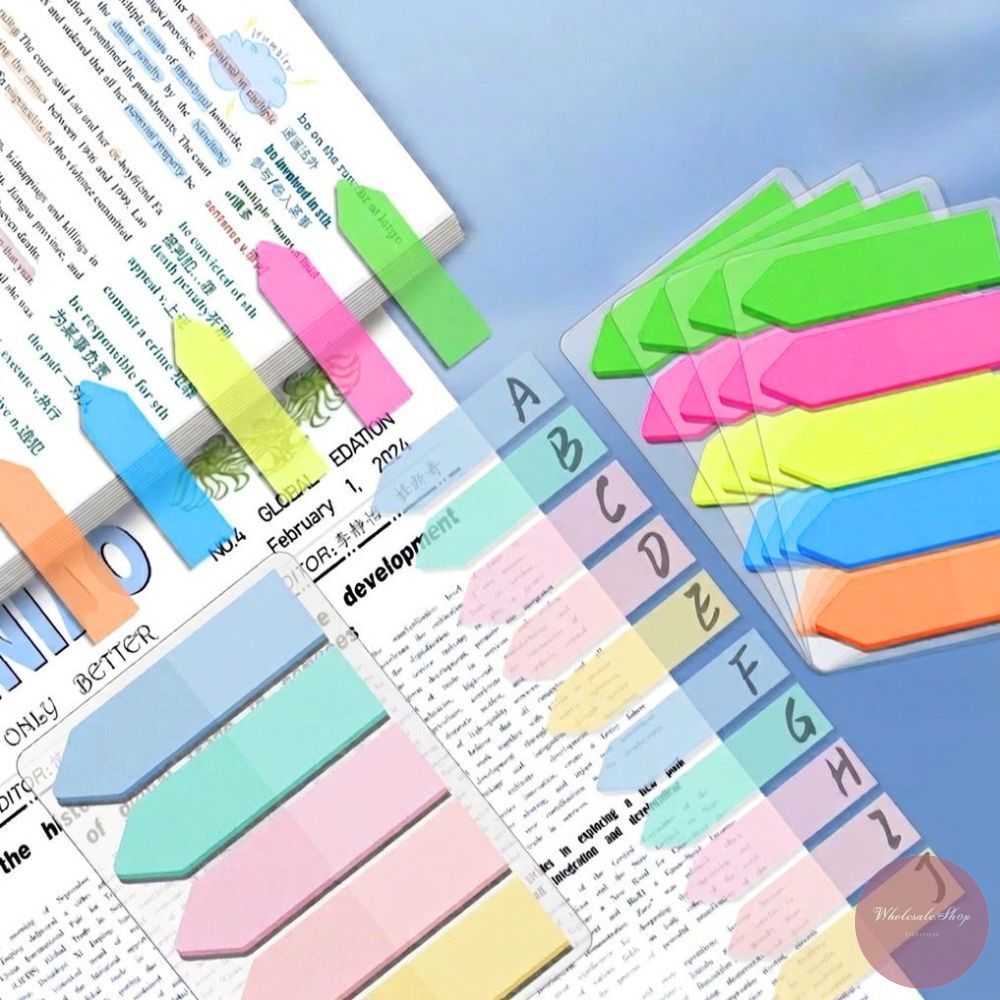 Index Sticker สติกเกอร์โน๊ต สีไฮไลท์ แบบพลาสติก ( Set 5 สี / สีละ 20 แผ่น ) ติดขั้นหน้ากระดาษ เขียนทับได้ สีสันสดใส
